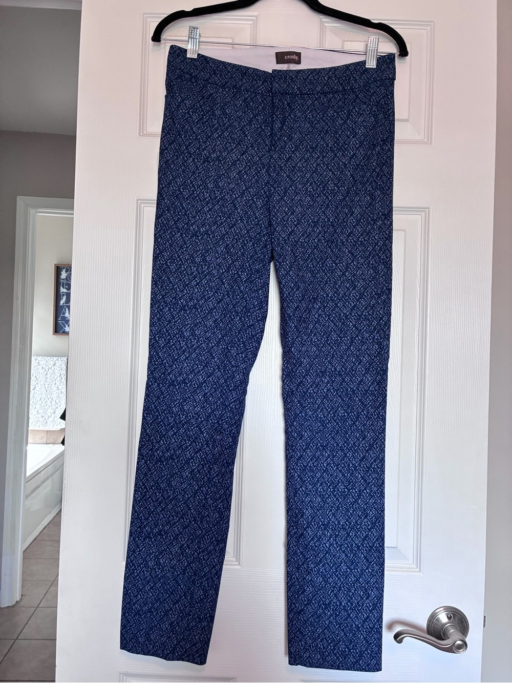 crosby. Blue Patterned Straight-Leg Chinos